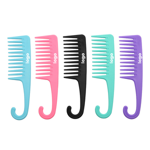 Wholesale Custom Logo Wide Tooth Comb Plastic Detangling Comb With Hook