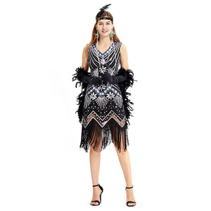 Robe rétro des années 1920 à paillettes avec perles et pompons, robe de soirée fourreau sans bretelles, grande taille S 4XL, style vintage - Product Image 2