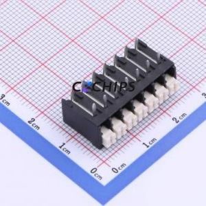 JL212R-35007B01 Spring Terminal Block Bent Lead Through Hole,P=3.5mm Connector 1x7P 3.5mm Black Right Angle Insert - Product Image 1