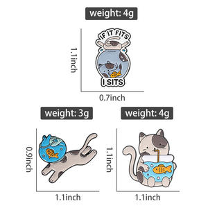俏皮的猫鱼缸珐琅别针可爱携带式鱼缸胸针徽章饰品批发现货 - Product Image 6