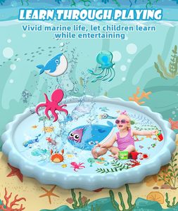 Alberca de Agua Inflable de PVC con Diseño Oceánico de 102.3 Pulgadas para Niños, Juegos Acuáticos de Verano para el Patio Trasero - Product Image 4