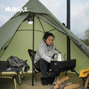 Poêle à bois pliable et portable NURGAZ pour le camping en plein air, cuisinière chauffante noire CS-01 - Product Image 1