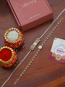 Pulsera de Perlas y Oro al por Mayor Estilo Rakhi con Set a Juego para Raksha Bandhan, Suministro a Granel, Accesorio Hecho a Mano para la Muñeca - Product Image 2