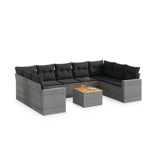 Modular Grey PE Rattan Garden <b>Sofa</b> <b>Set</b> Outdoor Furniture Contemporary Design High-Density Foam Cushions - Product Image 1