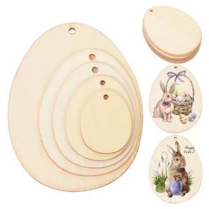 Étiquettes artisanales en bois en forme d'œuf Holiford, 5 tailles avec trou pour décorations de Pâques, fournitures de fête - Product Image 1