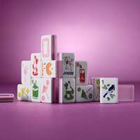 Set Ubin Mahjong Akrilik Transparan Pink Dreamy Jelly untuk Pecinta Permainan Mahjong, Hadiah Ulang Tahun dan Liburan