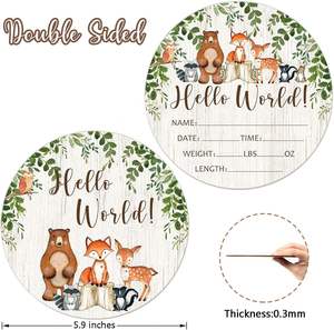 Panneau de naissance pour nouveau-né, Annonce de naissance animaux de la forêt, Panneau de nom 'Bonjour le Monde' thème forêt pour annonce de naissance à l'hôpital - Product Image 6