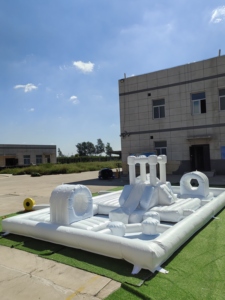 Bantalan cipratan putih Pastel taman air, Slide Kombo tiup alas cipratan mainan anak dengan Blower - Product Image 3