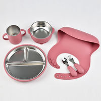 Nouveauté : Assiettes et bols en silicone et acier inoxydable sans BPA pour enfants, ensemble de vaisselle pour bébés et enfants avec certification CE/CPC