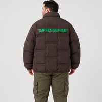Chaqueta Acolchada de Plumón para Hombre, 90% Plumón, Cuello Alto, Cierre Completo, Bolsillos, Cálida para Invierno, Casual, Tallas Grandes, Extra Grandes, 6XL 7XL