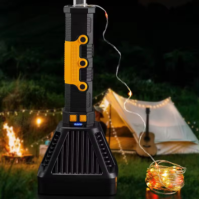 12V USB Waterproof LED Handheld Searchlight High Power Rechargeable Aluminum Emergency Flashlight with Lithium Battery