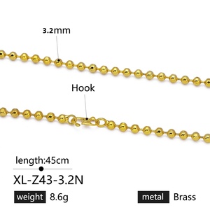 Collier en cuivre plaqué or 24 carats pour femme Jxx Fashion, chaîne fine de 1 à 8,5 mm, serti de perles, style hip-hop tendance, principalement en laiton - Product Image 3