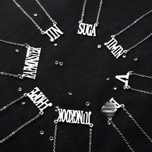 <span class=keywords><strong>Collar</strong></span> <span class=keywords><strong>de</strong></span> acero inoxidable tallado nombre impresión cumpleaños joyería decoración Bangtan Boys RM <span class=keywords><strong>JIMIN</strong></span> JIN SUGA V JUNGKOOK grabado - Product Image 2