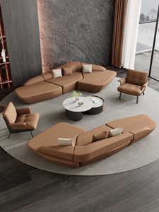 Canapé Antilope haut de gamme, grand, luxe léger, courbé, <span class=keywords><strong>en</strong></span> tissu, <span class=keywords><strong>en</strong></span> <span class=keywords><strong>cuir</strong></span> véritable, irrégulier, pour hôtel, bureau, réception - Product Image 5