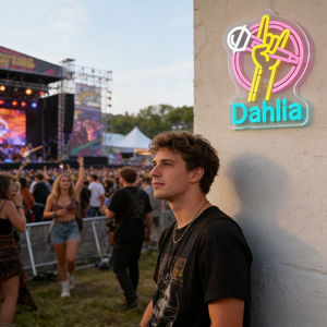 Enseigne néon LED personnalisée Dahlia <span class=keywords><strong>Rock</strong></span> avec geste de main, USB, intensité réglable, décoration murale originale pour chambre, salle de jeux, soirée musicale, cadeau pour fans de <span class=keywords><strong>groupe</strong></span> - Product Image 6