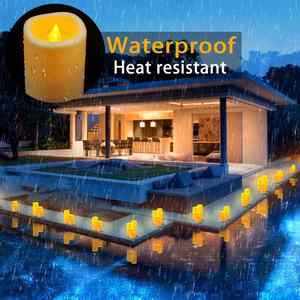 5 Piece Set of Battery Operated Waterproof Flameless <b>LED</b> Pillar <b>Candles</b> <b>With</b> <b>Remote</b> <b>Control</b> for Easter Outdoor Gardens Patios - Product Image 3