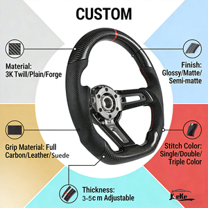 Volante Deportivo de Fibra de Carbono Forjado con LED <span class=keywords><strong>Rojo</strong></span> para Volkswagen <span class=keywords><strong>Polo</strong></span> Golf Mk6 Mk7 <span class=keywords><strong>GTI</strong></span> Passat B7 B8, Admite Personalización - Product Image 6