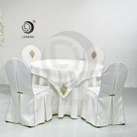 Nappe ronde brodée en polyester pour hôtel, salle à manger, banquet, restaurant, mariage - Vente en gros