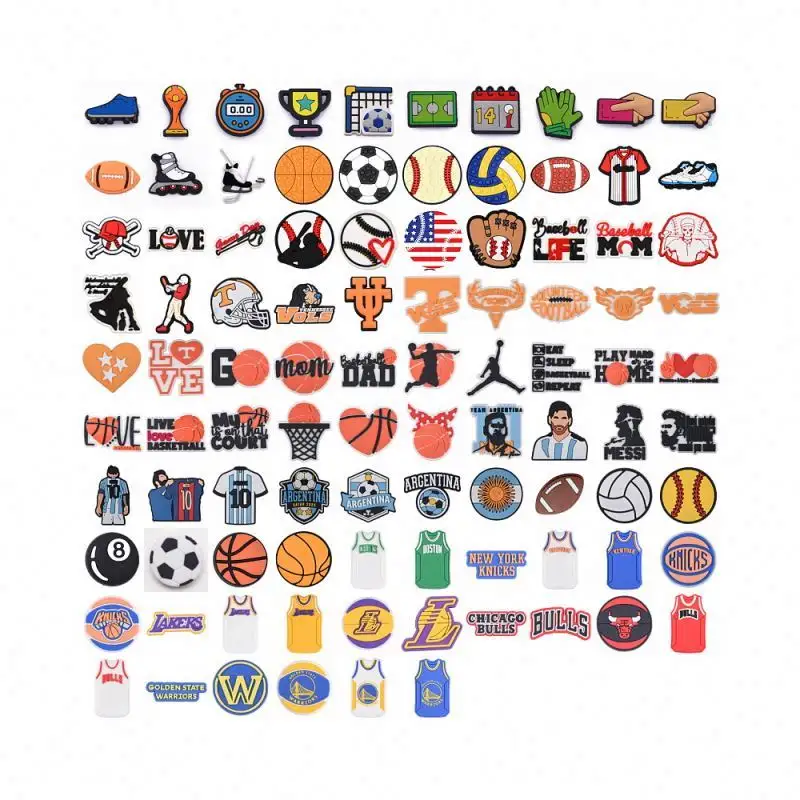 2023 New Arrival Wholesale PVC Custom Clog football basketball soccer sports team logo Shoe clog Charms