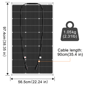 Panneau solaire semi-flexible <span class=keywords><strong>Dokio</strong></span> en rouleau, 2 pièces, 12V 100W, panneau solaire flexible pour batterie de voiture, bateau et maison, 200W 400W 1000W - Product Image 3