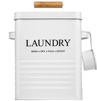 Conteneur de stockage de poudre de détergent à lessive en métal enduit de poudre, boîte en étain de poudre de lavage, organisateur de stockage de linge avec pelle