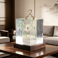 Lampada da Comodino Zen con Scultura in Resina Disegnata a Mano, Motivi Tradizionali Cinesi di Uccelli e Piante, Luce Notturna Decorativa per Interni, Basso MOQ