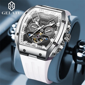 Envío Directo GELATU 6013 Reloj Mecánico de Alta Calidad para Hombre, Diseño 3D con Tourbillon, Resistente al Agua, Doble Calendario, Luminoso, Correa de Silicona - Product Image 1