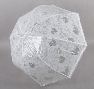 Sombrilla de Boda Moderna Transparente, Romántica, con Encaje, Mango Largo, Protección Solar, para Adultos, Novia, con Logotipo Impreso, Rosa, Amor, Princesa, Baile - Product Image 5