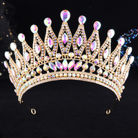 Diadème de Mariée de Luxe en Alliage Doré avec Cristaux, Style Miss Univers Paraguay, pour Mariage, Anniversaire, Fête, Princesse