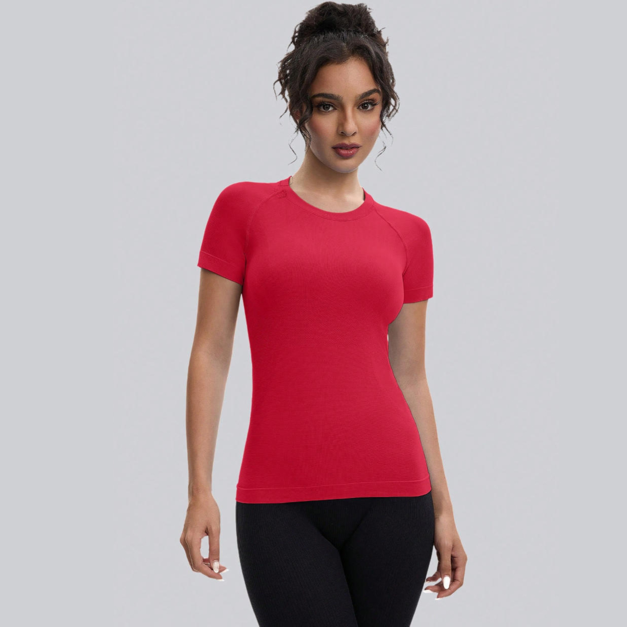 Women's Lightweight Breathable Athletic Gym Shirt Seamless Short Sleeve Workout Tops Yoga Workout Shirts