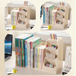 Organizador de Libros Multifuncional de Plástico de Gran Capacidad, Diseño Moderno y Sostenible, Estante de Estudio para Niños, Acabado Oblicuo para Escritorio - Product Image 3