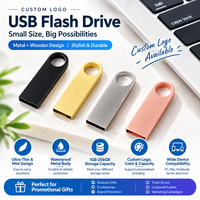 Clé USB personnalisée en gros avec logo, étanche, en métal ou en bois, pour cadeaux promotionnels d'entreprise