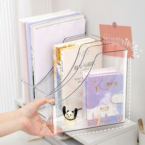 Transparent Vertical Office <b>Document</b> Archive Storage Box Plastic Student Bookshelf A4 Clear File <b>Holder</b> Bookend Desk Organizer - Product Image 4