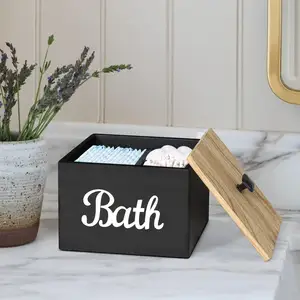 Tampon Storage Bathroom Container with Lid, Tampon Holder for Bathroom,  Countertop Organizer Storage Box Tampons and Pad Organizer, Wood Movable