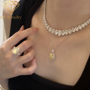 Collier tennis en or massif 14 carats avec diamants CVD ovales gradués de taille variable pour femme, diamants ovales de taille variable créés en laboratoire - Product Image 1