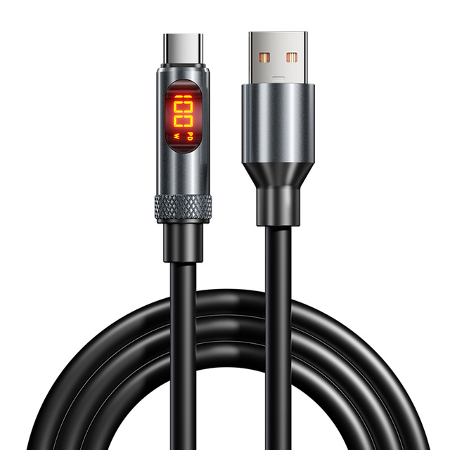 100W 240W Silicone Type C Cable Fast Charging USB C to USB C Cable with LED Display for iPhone 16 15 Pro Max Samsung Xiaomi
