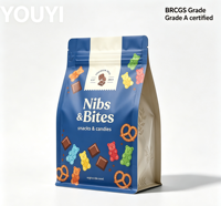 Sachets à fond plat personnalisés de qualité alimentaire avec fermeture éclair à déchirement facile, finition mate, sacs d'emballage en plastique pour grains de café et noix