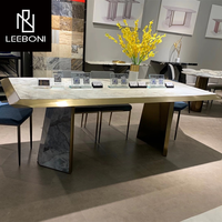 Meubles de salle à manger durables personnalisés en usine, ensemble table à manger en acier inoxydable et marbre pour salle à manger