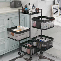 Panier rotatif multicouche pour paniers Étagère de cuisine avec 4 roues Panier à fruits et légumes Chariot de cuisine