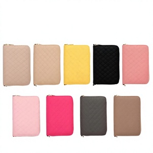 Hongbo Best Seller 9-Color 6-Gold-Ring A6 Pebble Quilted Leather Compact Zippy <b>Budget</b> <b>Binder</b> Wallet Office Planner and Agenda - Product Image 2