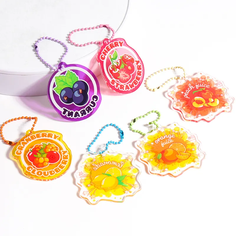 هدايا دعائية الهدايا الفاكهة شفافة لون مخصص سلسلة مفاتيح مصنوعة من الأكريليك للأطفال