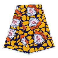 Faible MOQ 1000 pièces Tissus imprimés à la cire 100% Polyester Ghana Libéria Tissus imprimés avec logo scolaire