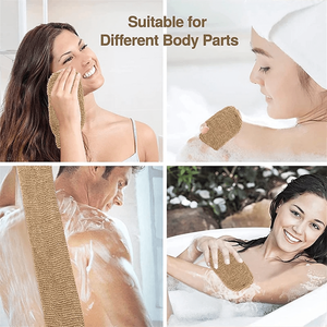 Ensemble de <span class=keywords><strong>gants</strong></span> et de serviettes de bain exfoliants en ramie et en jute pour un nettoyage doux de la peau, fournitures de bain lisses avec éponge pour le dos - Product Image 5