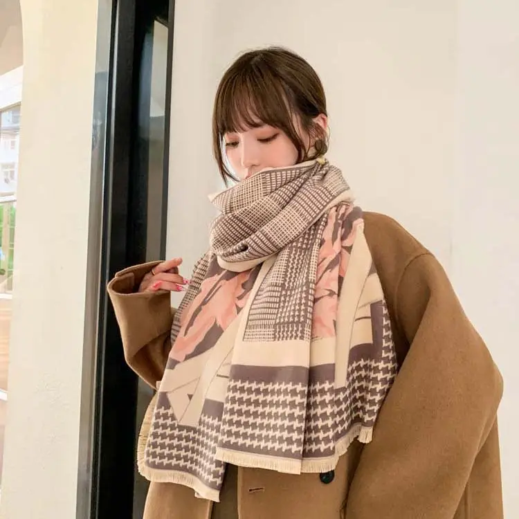 Vendita calda scialle di marca di lusso inverno imitato sciarpa lunga in Cashmere donna calda coperta doppia G sciarpe