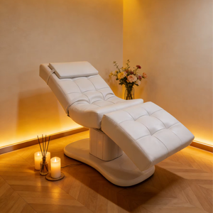 DM Adjustable 3 Motors <b>Electric</b> Facial Bed Stain Resistant Leather For Spa Skincare - Product Image 3