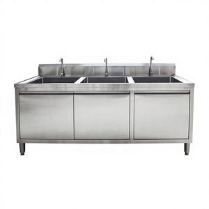 حوض غسيل خضروات تجاري من الفولاذ المقاوم للصدأ للمصانع والكافتيريات، خزانة بتصميم سعة كبيرة ومواد سميكة، متوفر بتصميم فردي أو مزدوج - Product Image 1