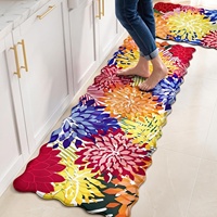 Tapis de cuisine moderne minimaliste en mousse PVC florale, anti-fatigue, antidérapant, lavable, imperméable, rembourré, épaisseur 5 mm, antidérapant