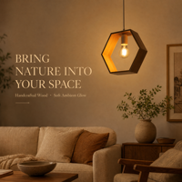 Lampe suspendue hexagonale en bois, cadre géométrique, pour boulangerie, fleuriste, auberge, coworking, vente en gros