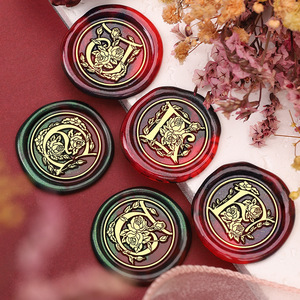 Cabezas de sello de cera con diseño de letras del alfabeto de rosas, 26 letras, diseño de cobre para decoración - Product Image 2