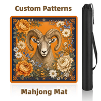 Tapis de Mahjong Géométrique Moderne de Luxe Designer 33 Pouces en Néoprène Doux Portable Antidérapant avec Dos en Caoutchouc pour Boutiques de Cadeaux et Clubs